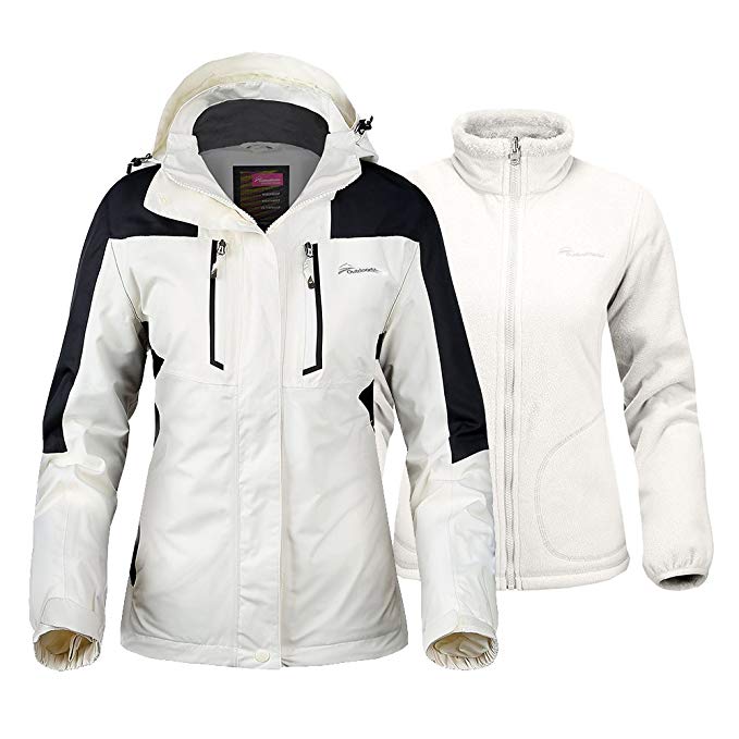 OutdoorMaster Women's 3-in-1 Ski Jacket - Winter Jacket Set Fleece Liner Jacket & Hooded Waterproof Shell Women