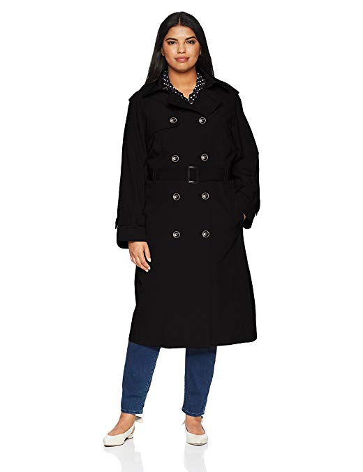 London Fog Women's Midi-Length Plus Size Trench Coat
