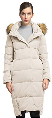 Orolay Women's Vintage Puffer Down Jacket Hooded Coat&Removable Faux Fur Trimed Hooded
