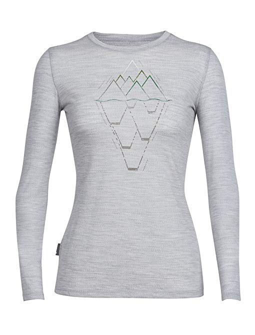Icebreaker Tech Lite Long Sleeve T-Shirt w/Graphic, Travel, Layering, Light Merino Wool Knit