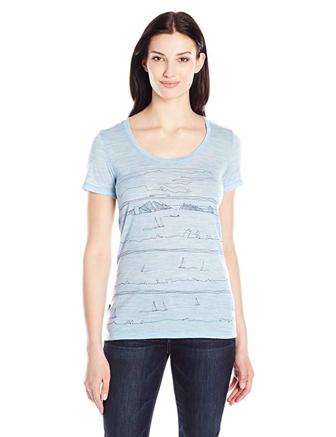 Icebreaker Tech Lite Scoop Neck T-Shirt w/Graphic, Lightweight, Merino Wool Jersey, Travel, Hiking