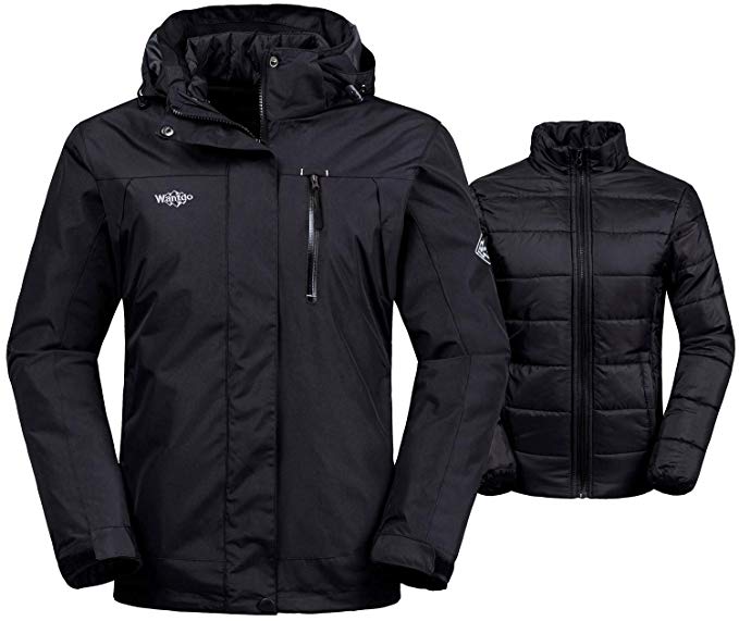 Wantdo Women's 3-in-1 Waterproof Ski Jacket Interchange Windproof Puffer Liner Warm Winter Coat Insulated Short Parka