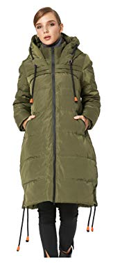 Orolay Women's Thickened Contrast Color Drawstring Down Jacket Hooded Coat