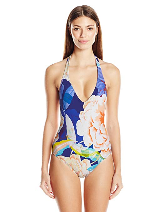 Echo Design Women's Floral Low-v Back One Piece Swimsuit
