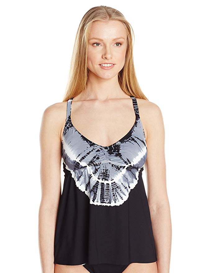 Lucky Brand Women's Half Moon Tie Dye Tankini with Strappy Back and Removable Cups