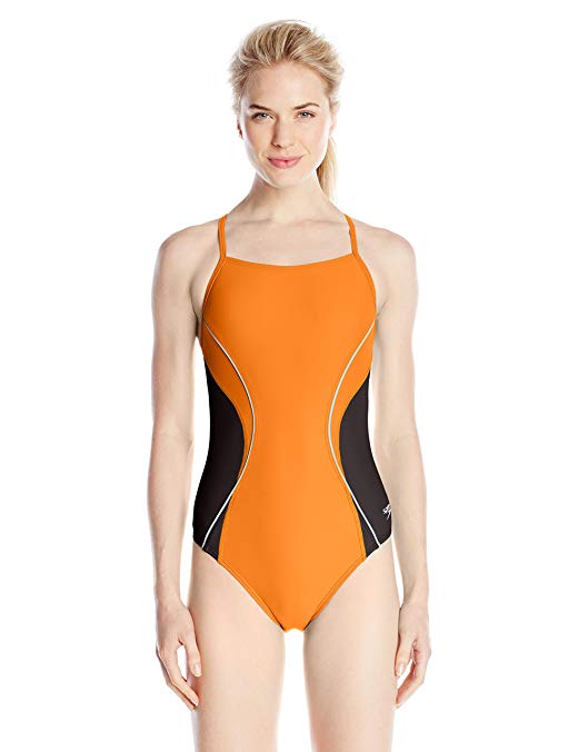 Speedo Women's Power Flex Eco Revolve Splice Energy Back One Piece Swimsuit