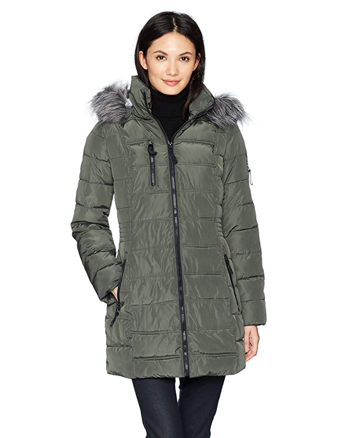Nautica Women's 3/4 Puffer with Faux Fur Trimmed Hood Review